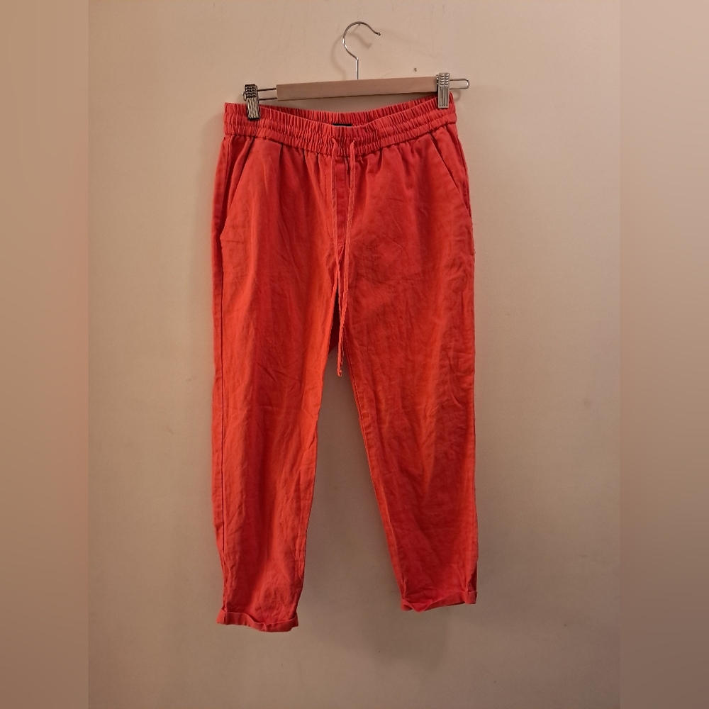 J.Crew Women's Orange Linen Cotton Blend Drawstring Sweatpants Joggers Size 2